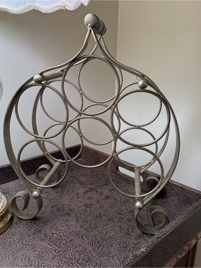 Vintage Silver Metal Wine Bottle Rack heavy